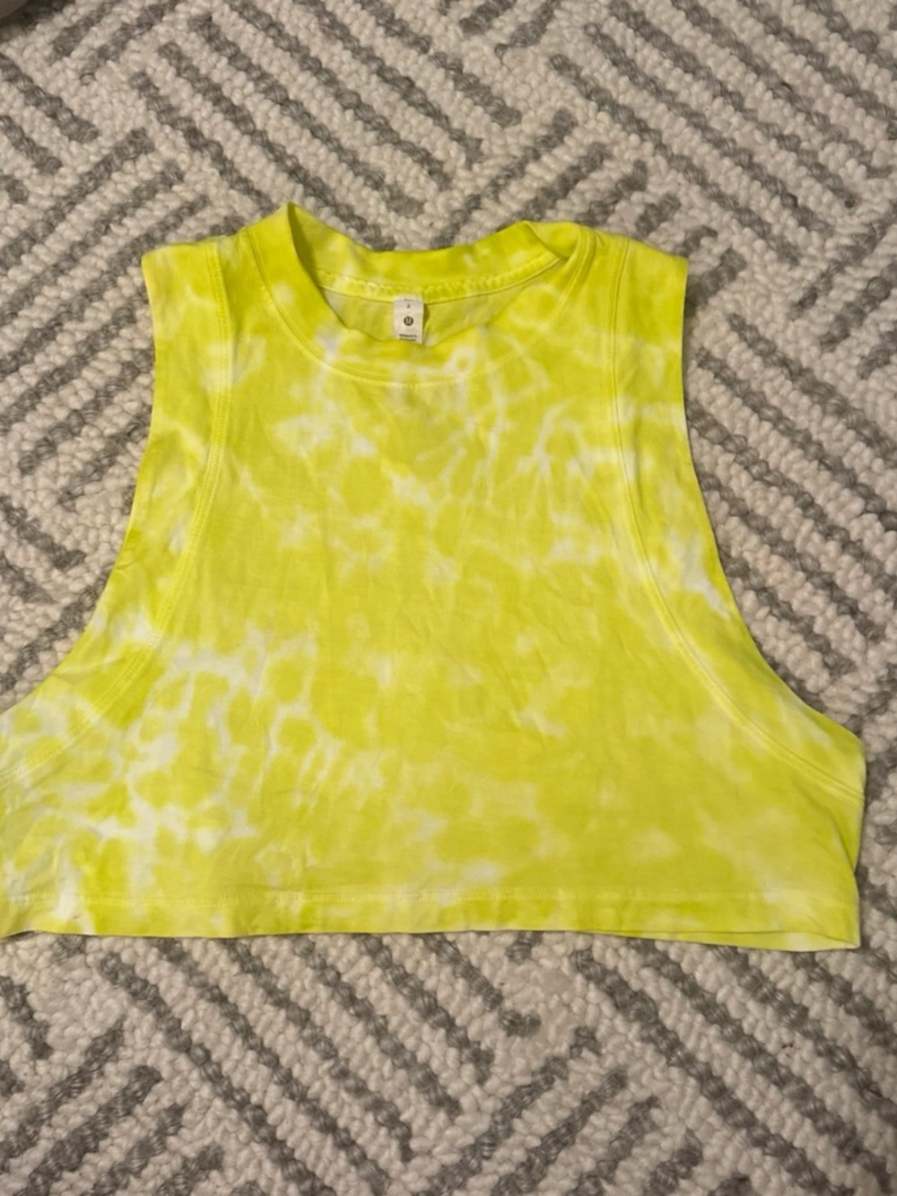 Women’s Neon Yellow Tie-Dye Crop Tank Top
